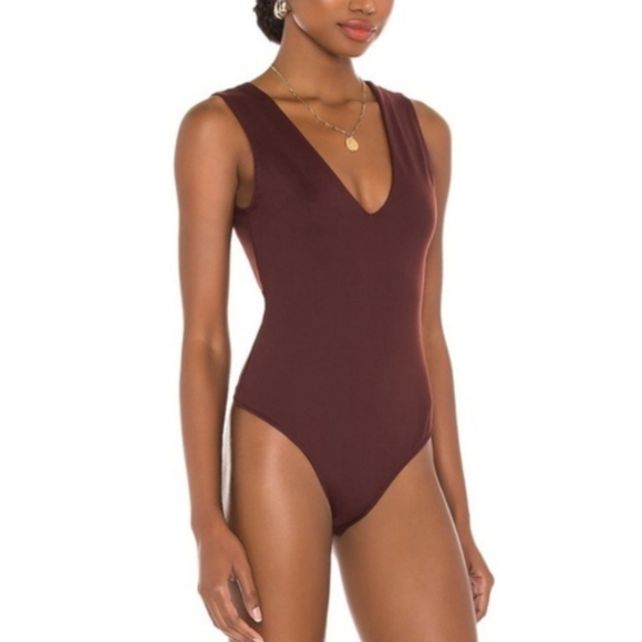 Free People Keep it Sleek Sleeveless Burgundy Bodysuit Size Small - Picture 7 of 7